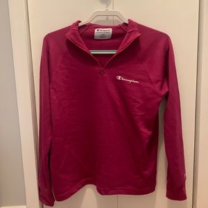 Champion dark pink quarter sleeve zip up, size medium.